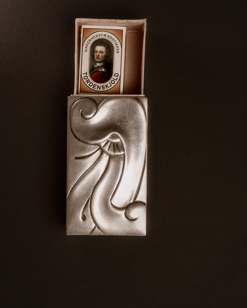 Hertz Ballin Pewter Matchbox Holder, Denmark, c. 1910s