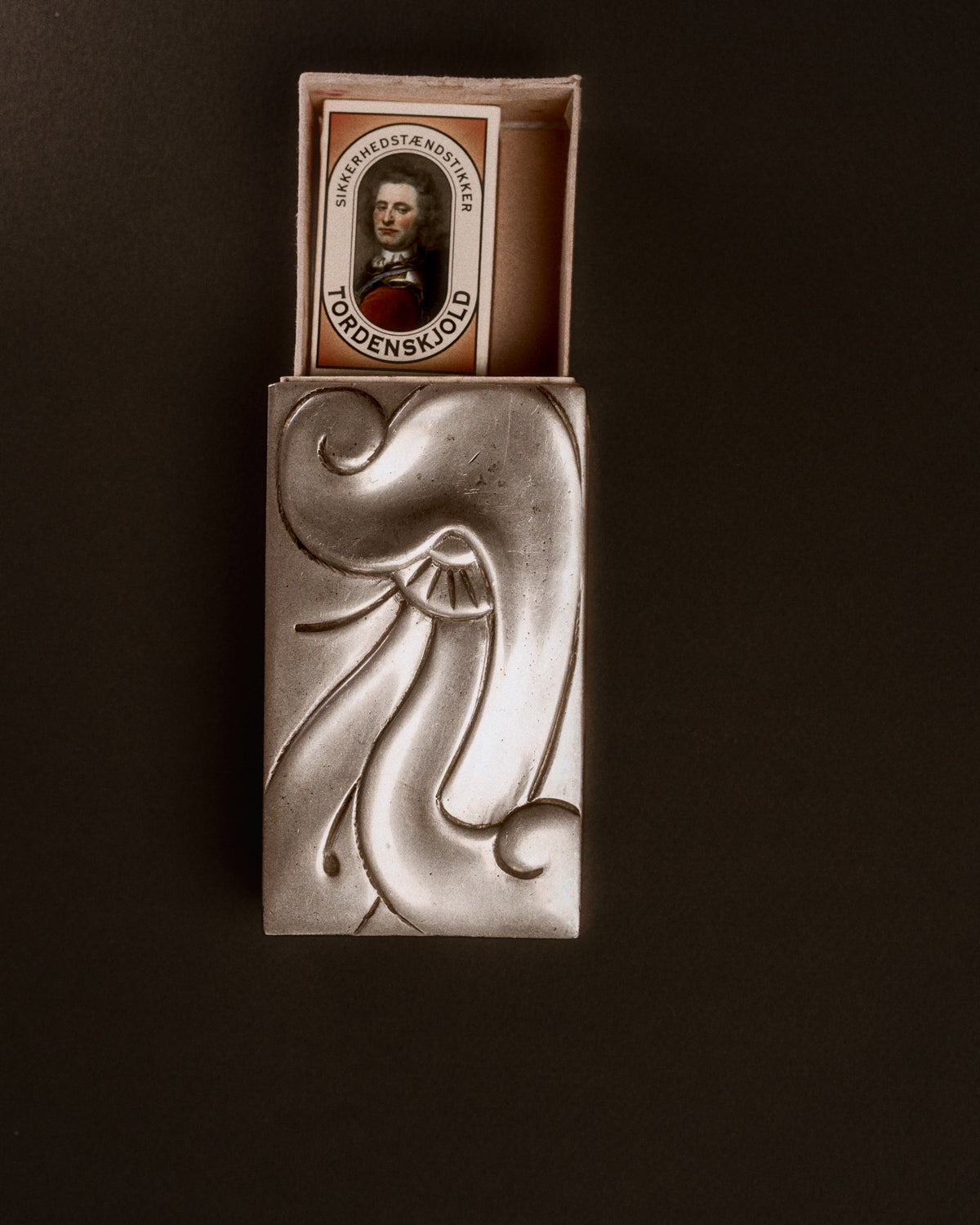 Hertz Ballin Pewter Matchbox Holder, Denmark, c. 1910s