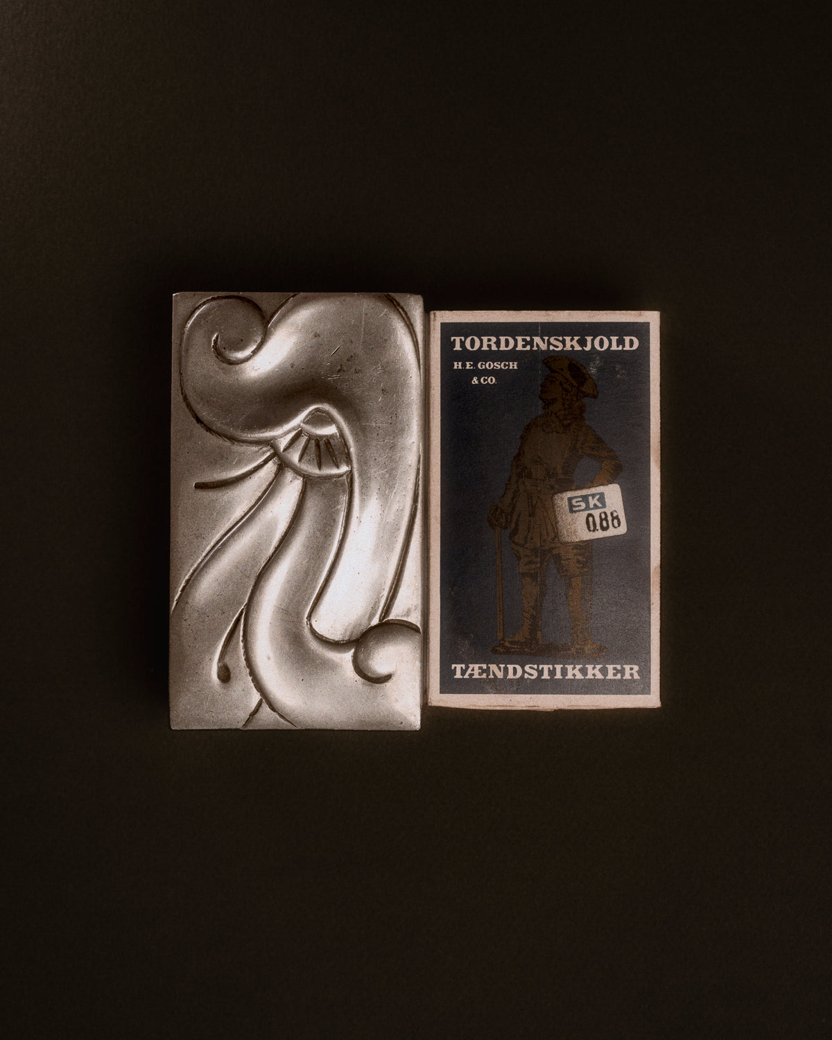 Hertz Ballin Pewter Matchbox Holder, Denmark, c. 1910s