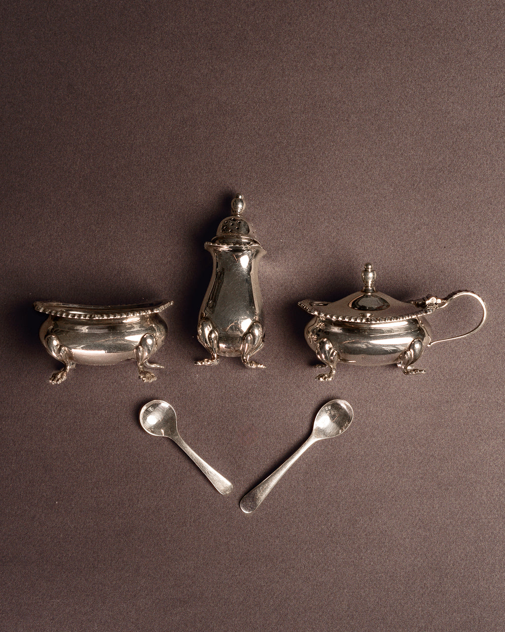 Garrard & Co Sterling Silver Condiment Set, London 1954