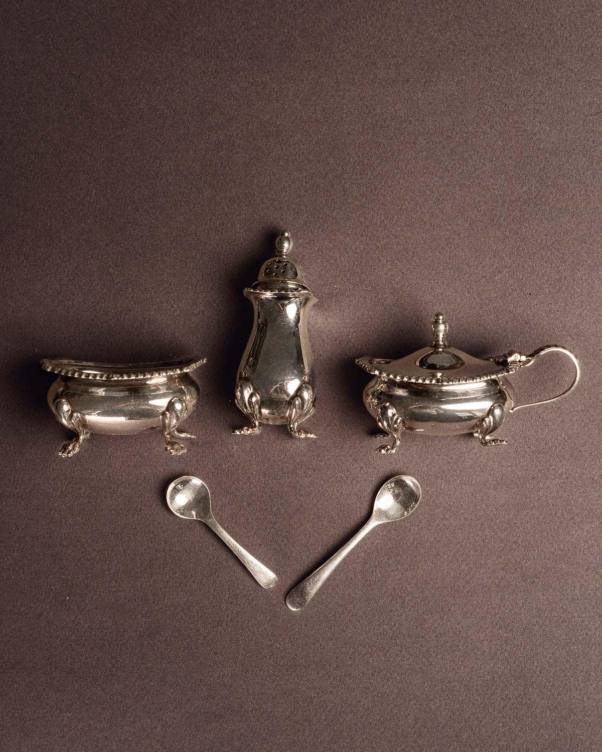 Garrard & Co Sterling Silver Condiment Set, London 1954