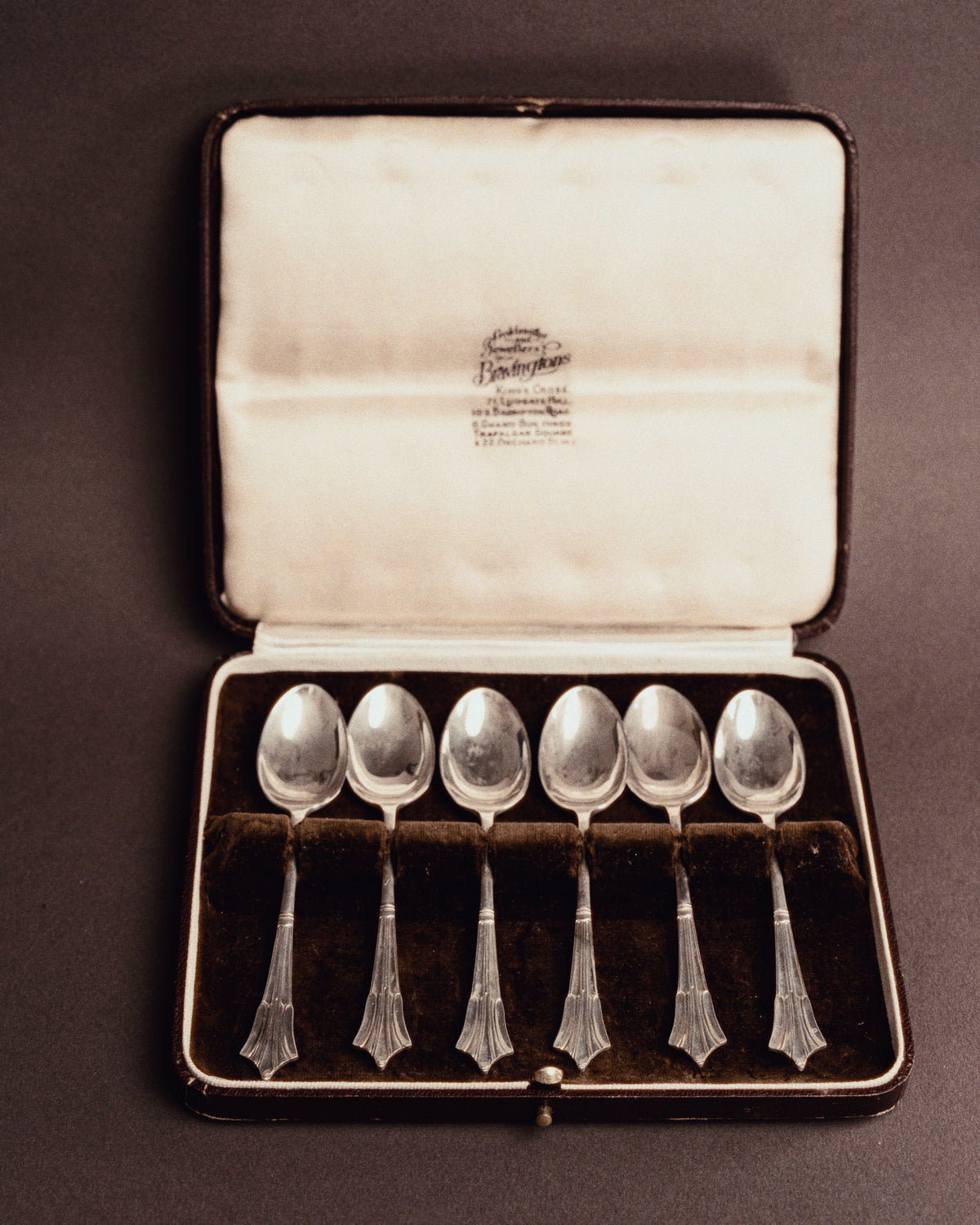 Sterling Silver Coffee Spoons in Bravingtons Case, 1920s