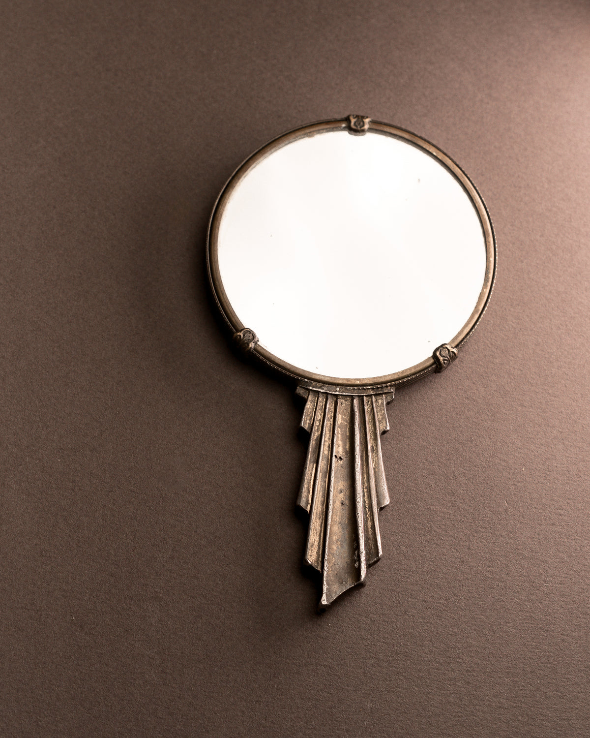 Art Deco Hand Mirror with Blue Enamel